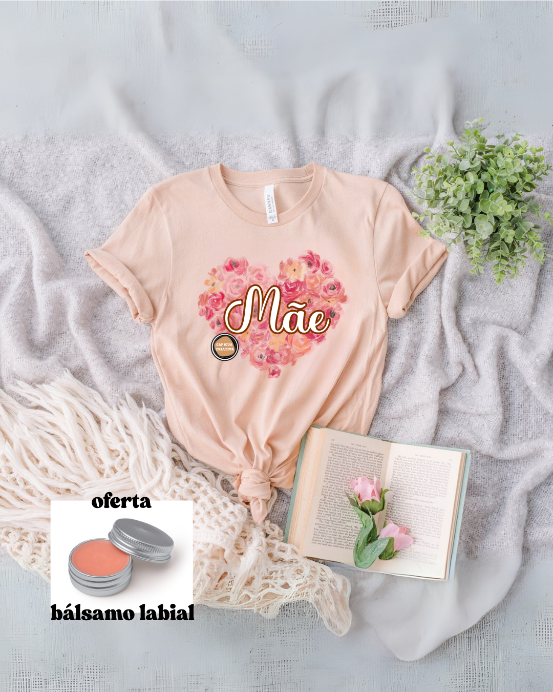 T-shirt Mãe coração de Flores